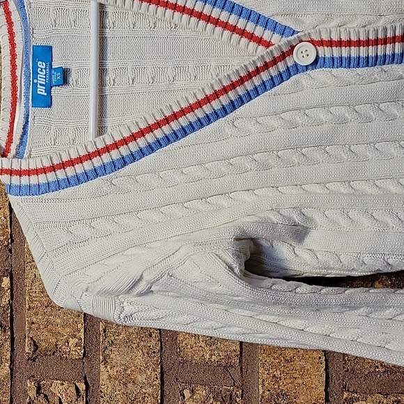 Prince Pickleball Cable Knit Tennis Button Striped Cardigan Sweater XS - Picture 5 of 11